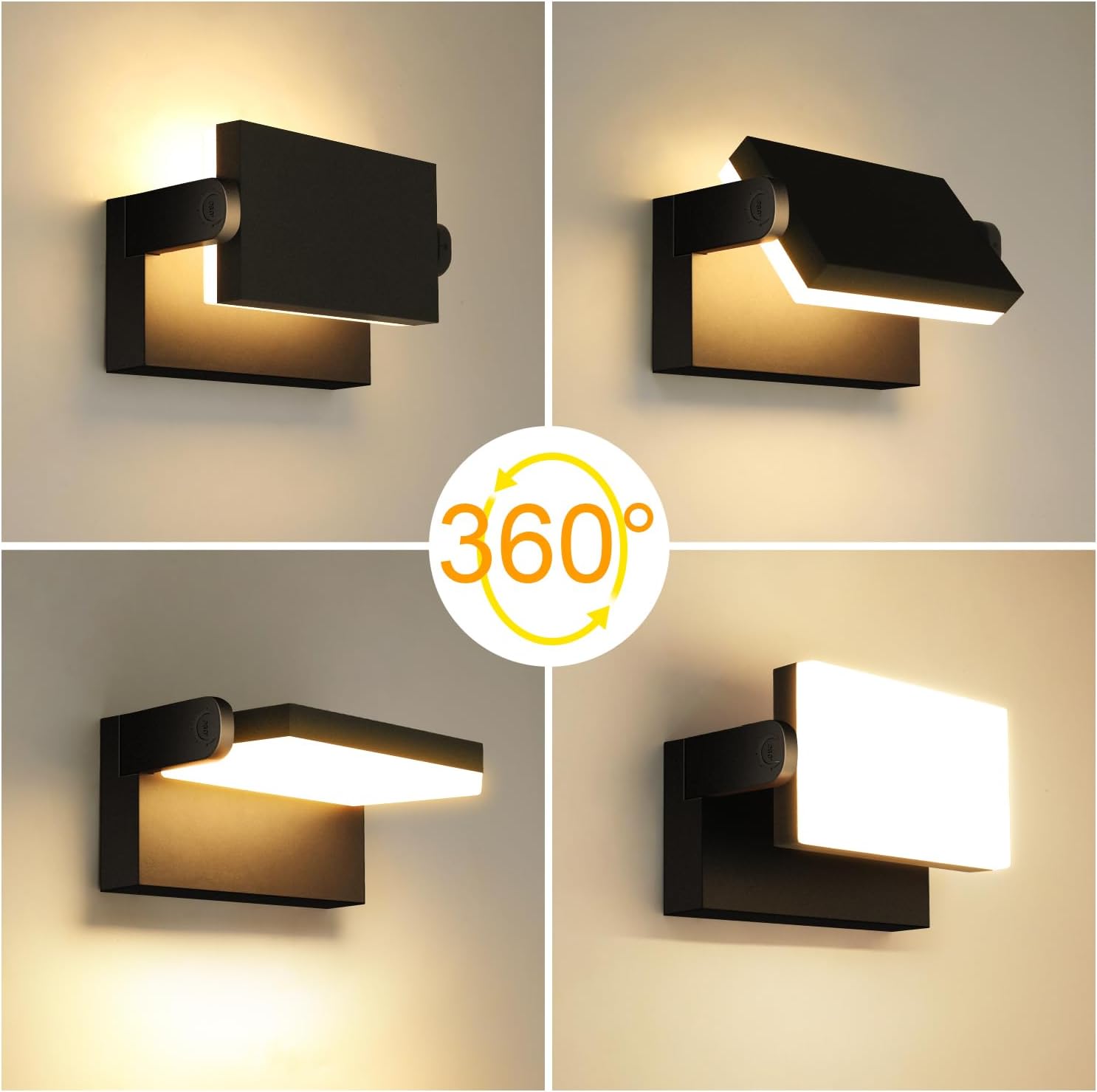 Applique murale LED extérieure étanche IP65 avec projecteur pivotant à 360°