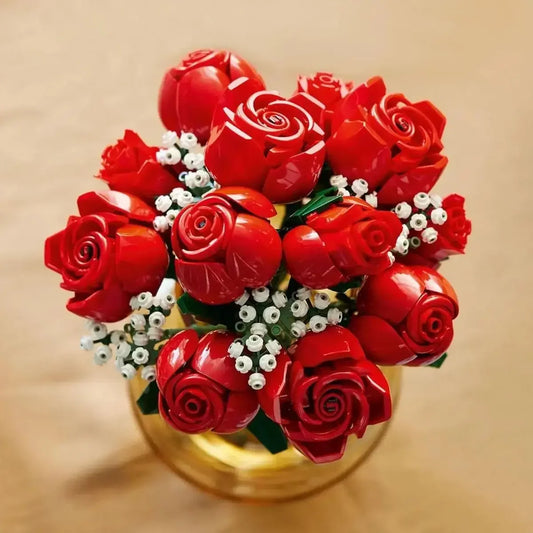 Bouquet de roses romantiques en blocs de construction