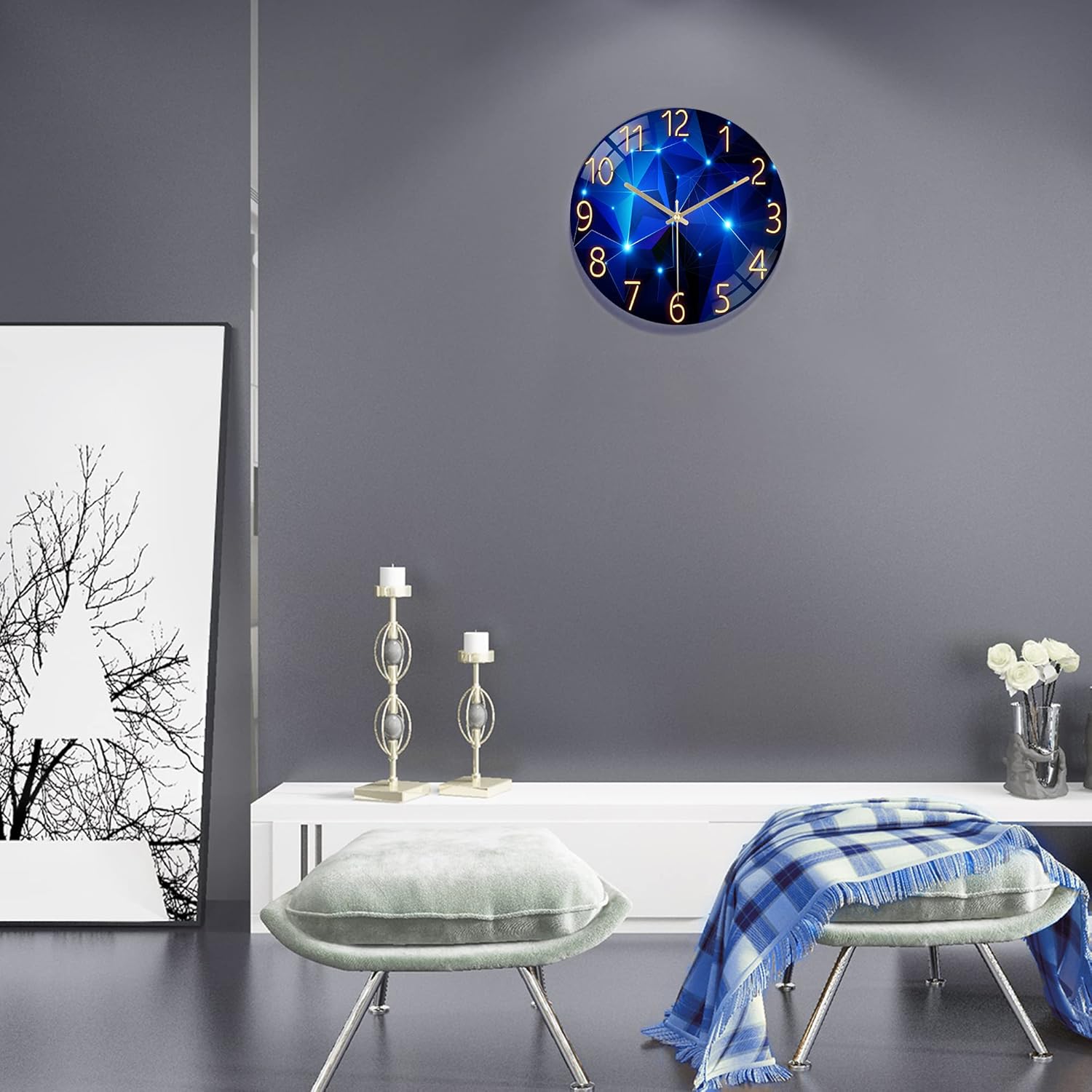 horloge 30 cm verre violette pour décoration intérieure