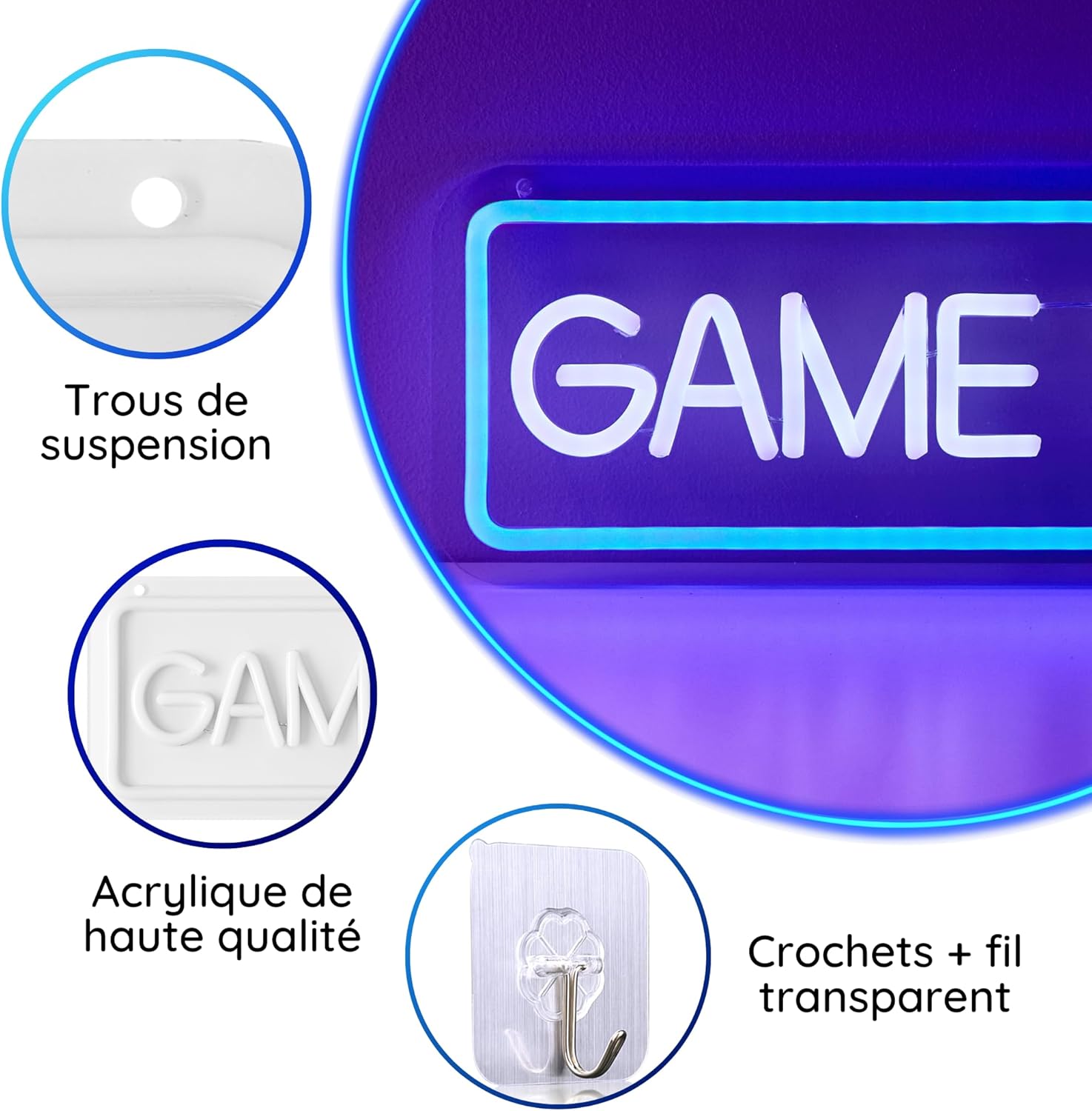 Néon LED Game Zone jeune