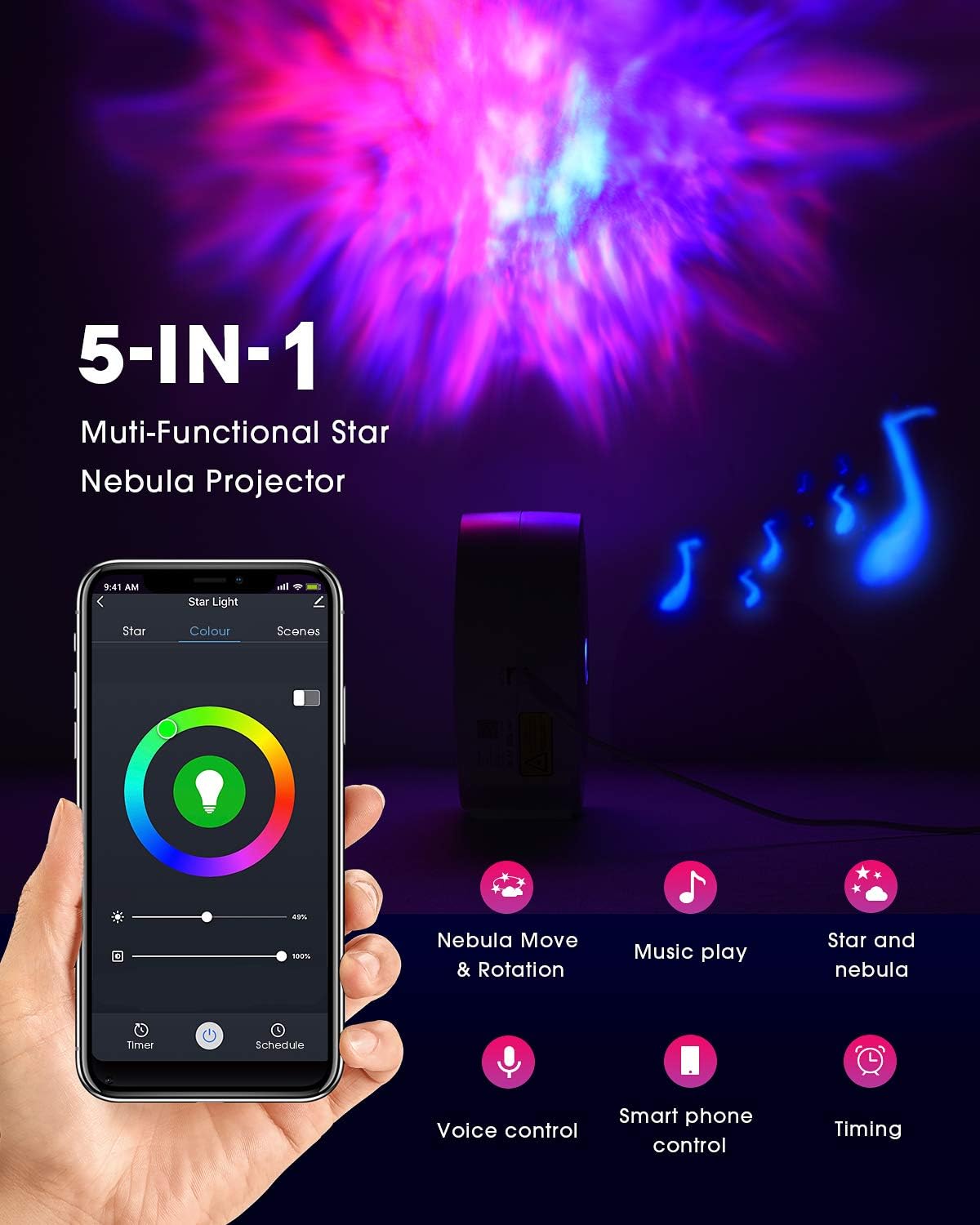 Projecteur galaxie compatible Google Assistant