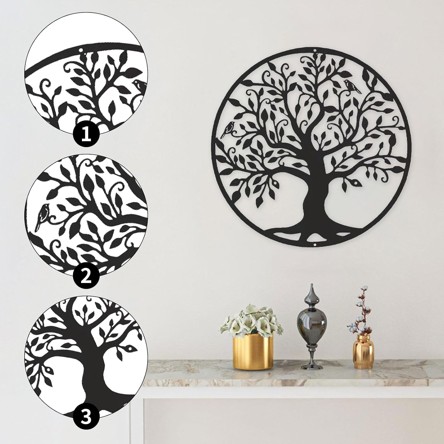 Objet déco mural arbre de vie en métal,