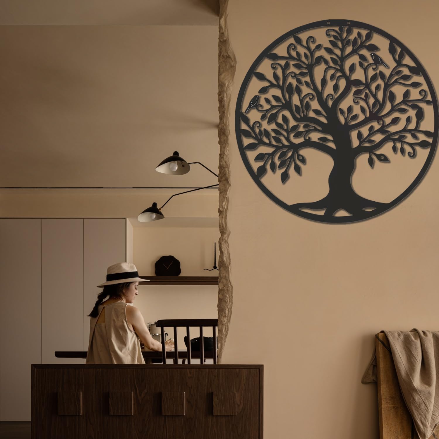 Décoration murale arbre de vie en métal, style naturel et élégant