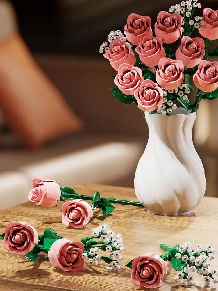 Kit complet pour construire un bouquet de roses romantiques avec 968 pièces
