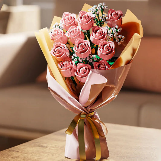 Bouquet de roses romantiques en blocs de construction