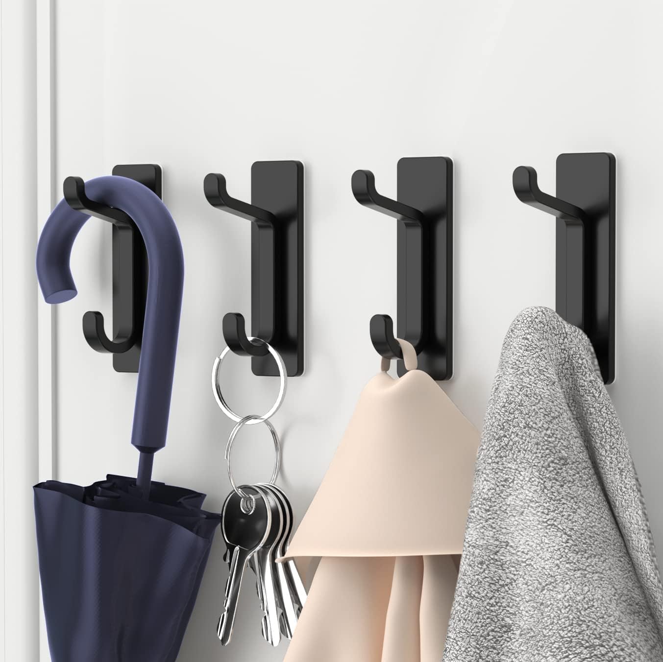 Crochets adhésifs noirs, sans percer pour une décoration murale pratique et élégante