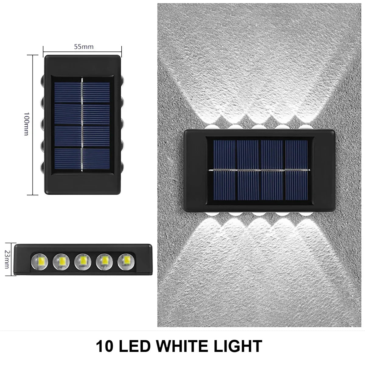 Décoration murale extérieure avec éclairage LED intégré, installée sur un mur de jardin créant une ambiance lumineuse chaleureuse.