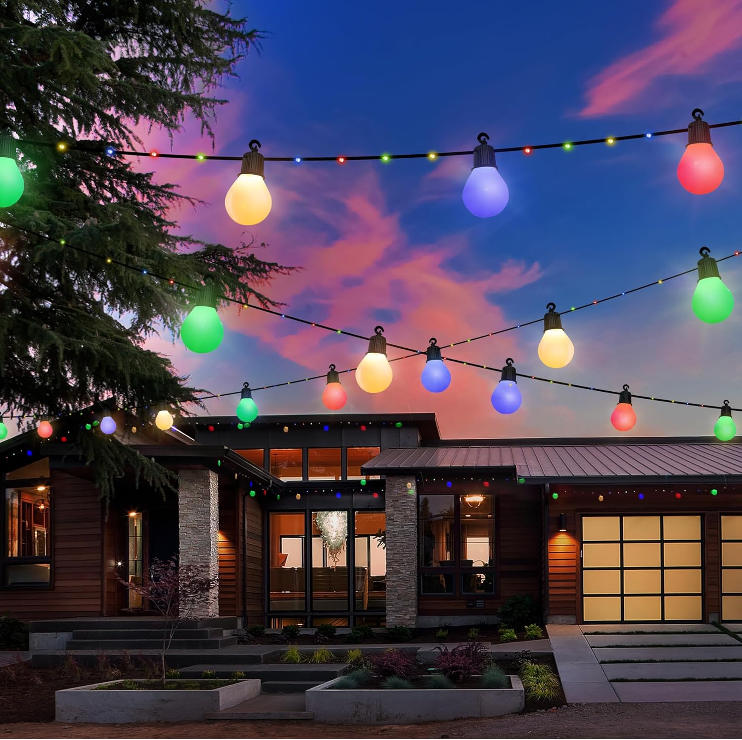 Guirlande LED Halloween étanche IP65 décorant une terrasse