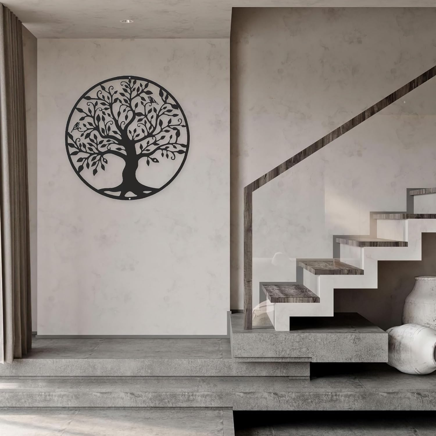 Arbre de vie mural en métal noir, décoration élégante et durable