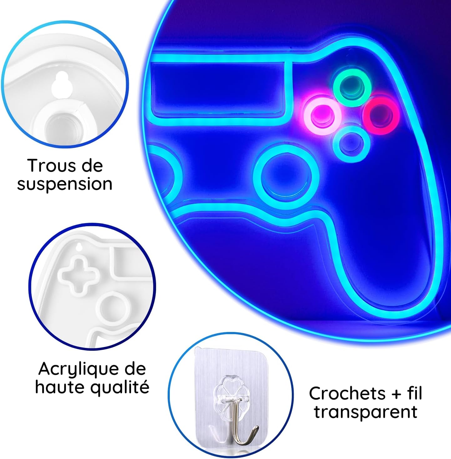 Enseigne lumineuse LED pour chambre de gamer, apportant une ambiance dynamique et immersive à votre espace de jeu.
